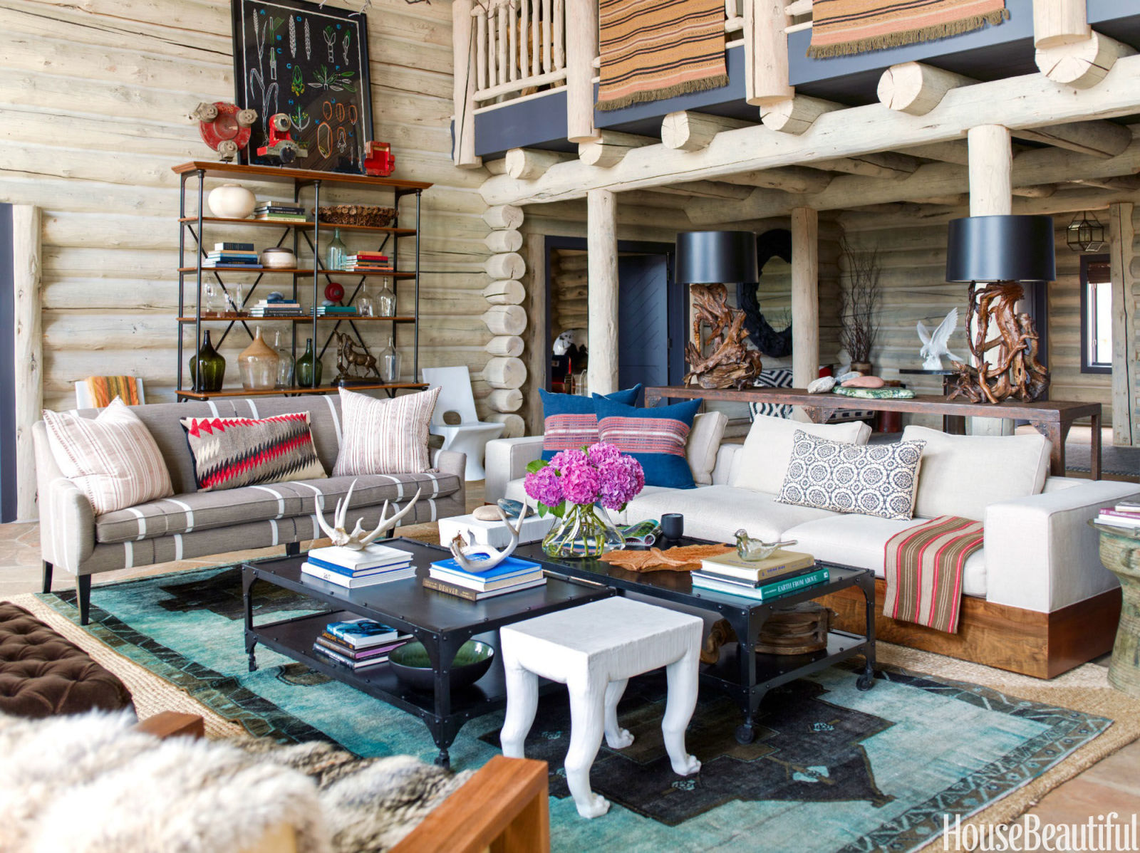 living room - log cabin thom filicia