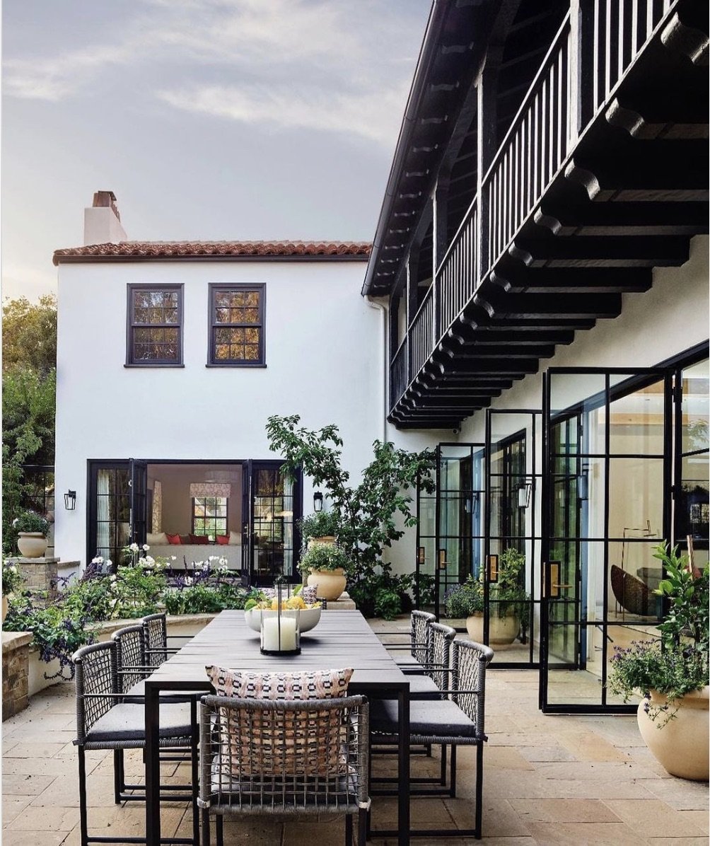 Gorgeous outdoor dining space in the Mediterranean style home - Santa Barbara