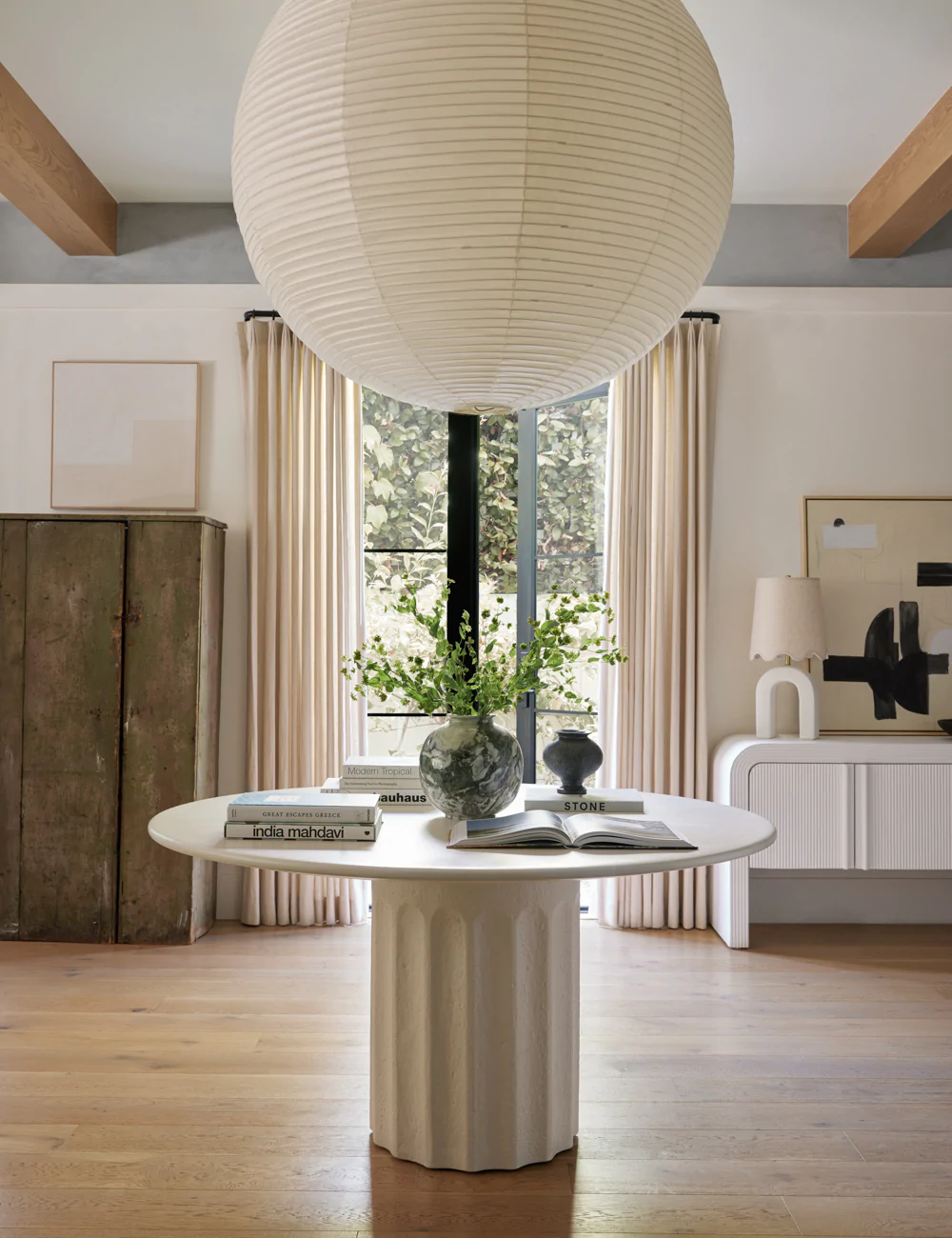 paper lantern over entry table from Lulu & Georgia