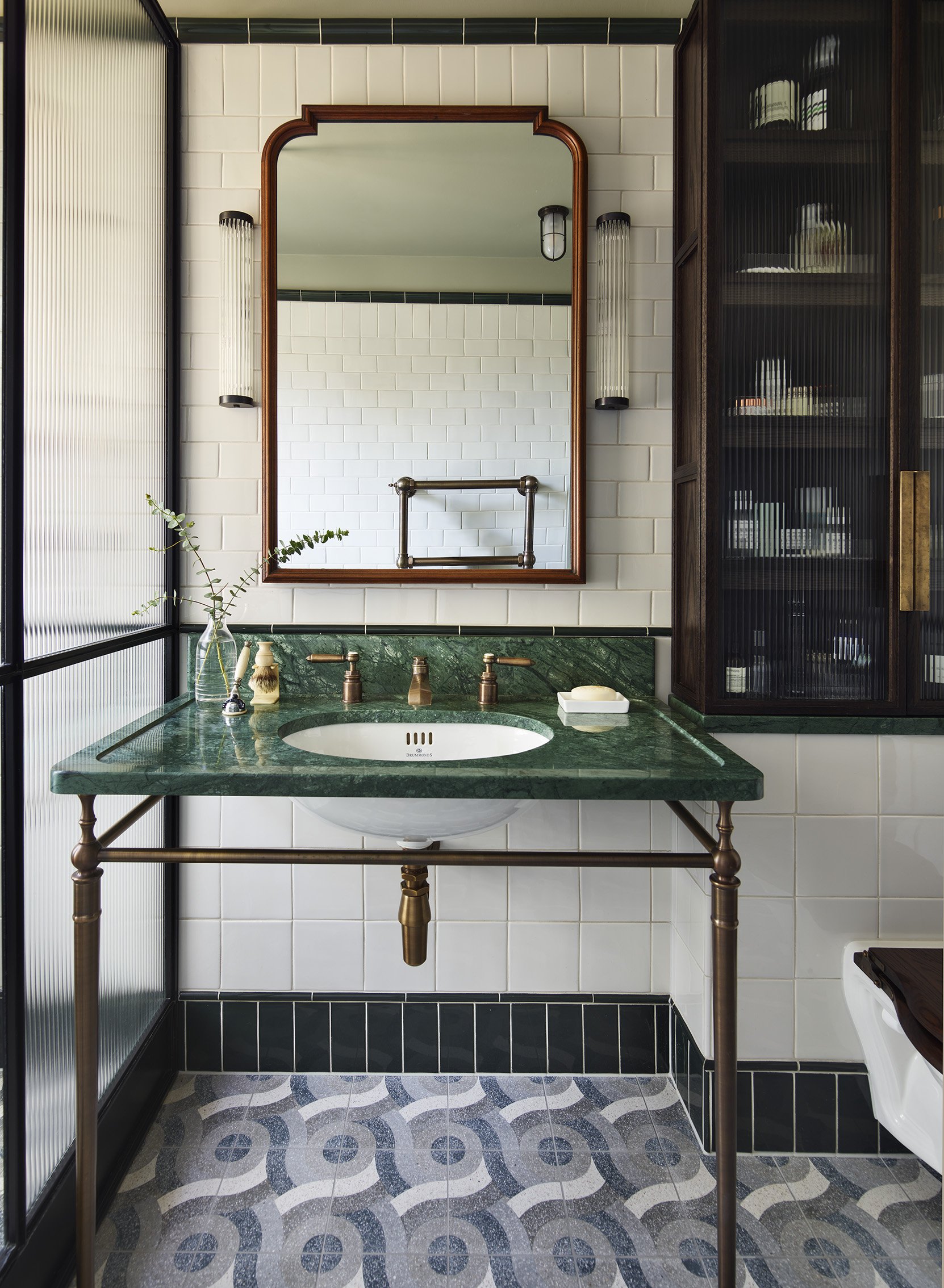 Bathroom interior design with timeless, retro, Art Deco style