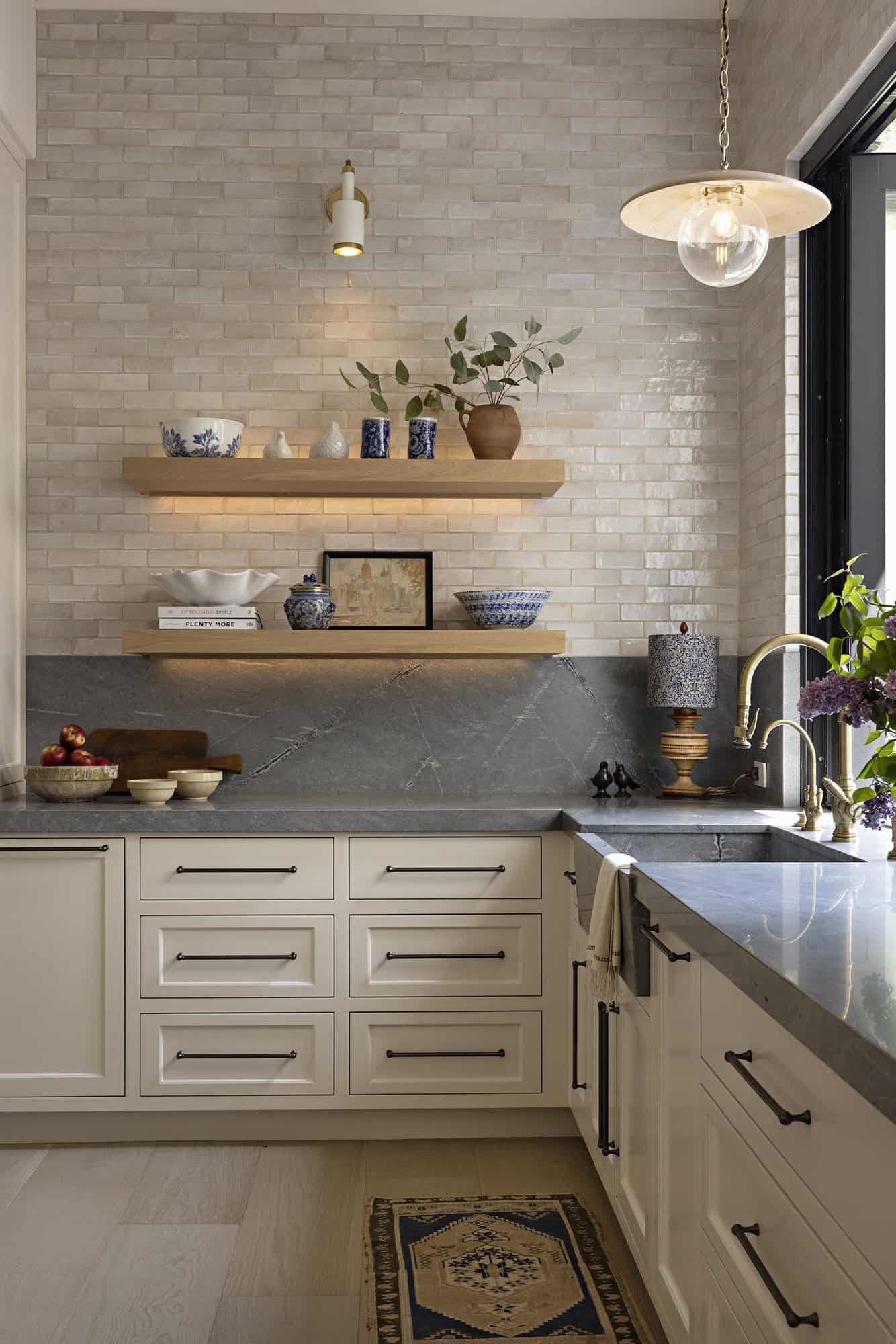 Modern farmhouse kitchen renovation off-white cabinets