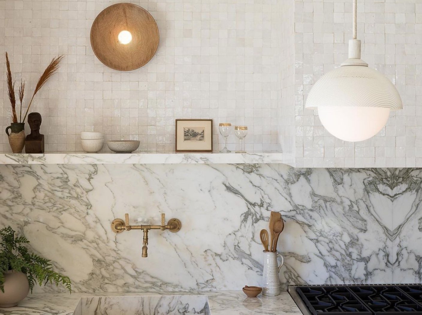Kitchen with marble counters Sacramento Interior Designer